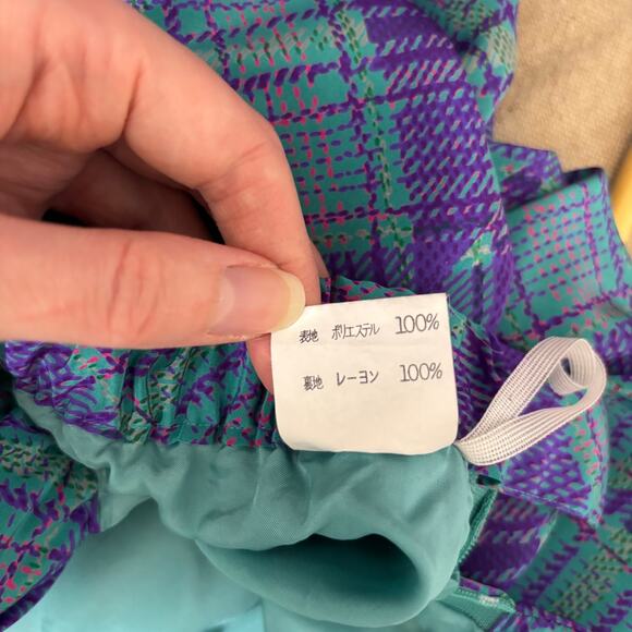 Vtg 11 Shona Dress 80s Plaid 2 Pc Set Blouse Skirt Jewel Tone | Bright Winter - Picture 13 of 16